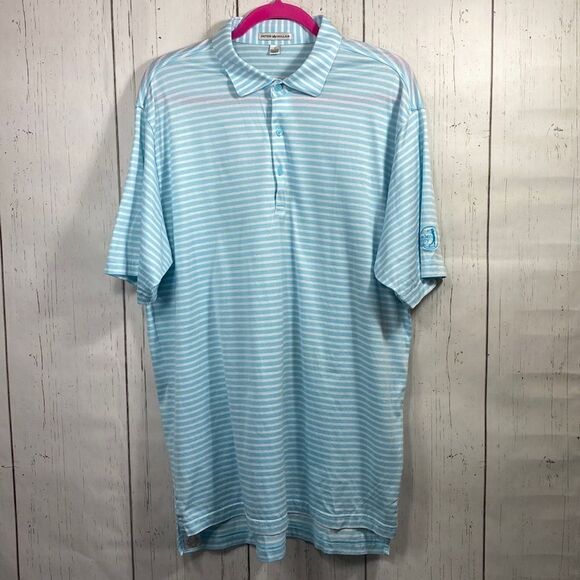 Peter Millar Mens Striped Golf Polo Shirt - Picture 1 of 16